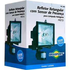 REFLETOR BRASFORT C/SENSOR PRESENÇA S/HAL.BIV. PRETO 150W