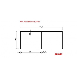 PERFIL GUIA SUPERIOR ALUMÍNIO PF.842 3M