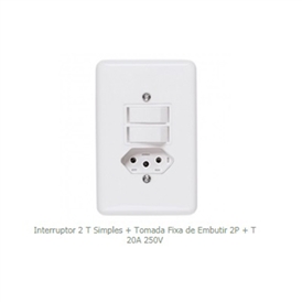 INTERRUPTOR ILUMI 2 TECLAS SIMPLES + 1 TOMADA 2P+T 20A